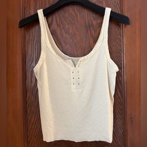 Cropped Aerie Tank Top Beige Medium